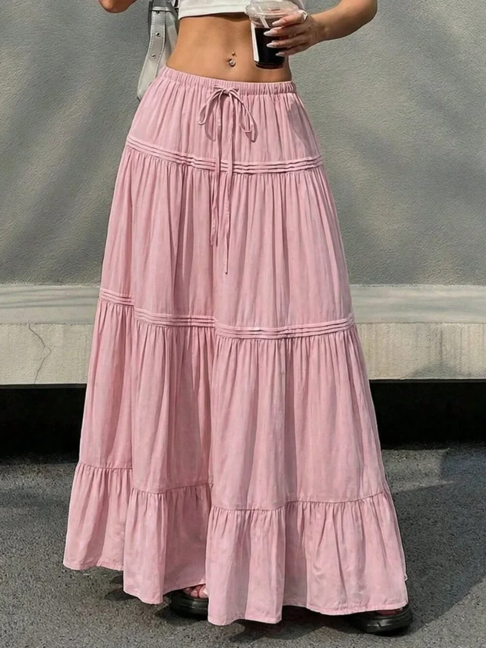 Pink Casual Women's Pleated Mini Skirt